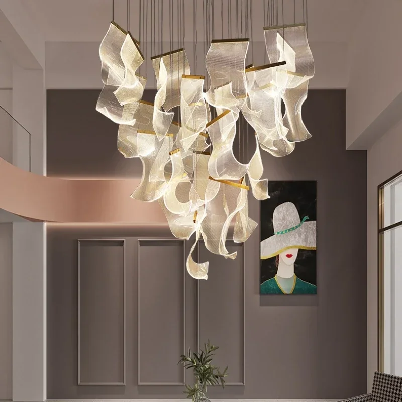 Sustainable Living Guide - 北欧高級アクリルシャンデリアクリエイティブリビングルームバー階段レストラン LED ライトガイドプレート天井ランプ照明装飾